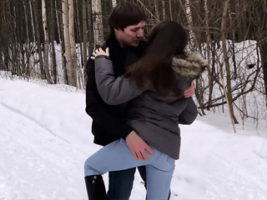 Casada realiza fantasia sexual de fuder na neve