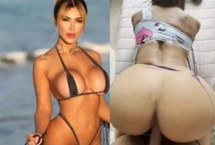 Cris Galera de quatro com calcinha pro lado pedindo com força pro jovem personal